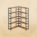 【HOT】5-Tiers Corner Bookcase with Curved Panels