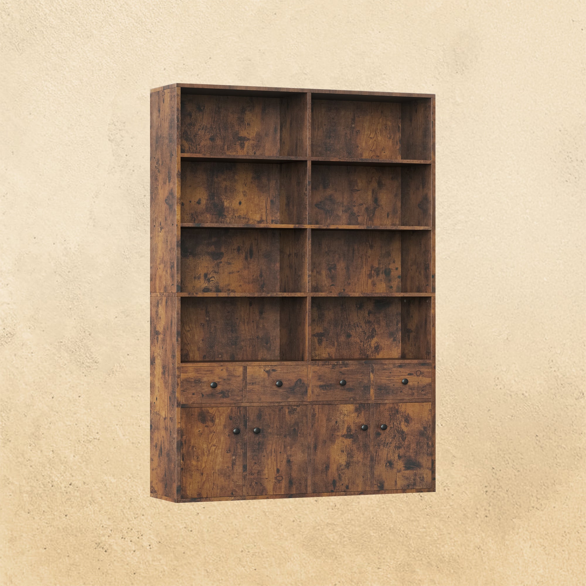 IRONCK Bookcase with 4 Drawers and 4 Doors