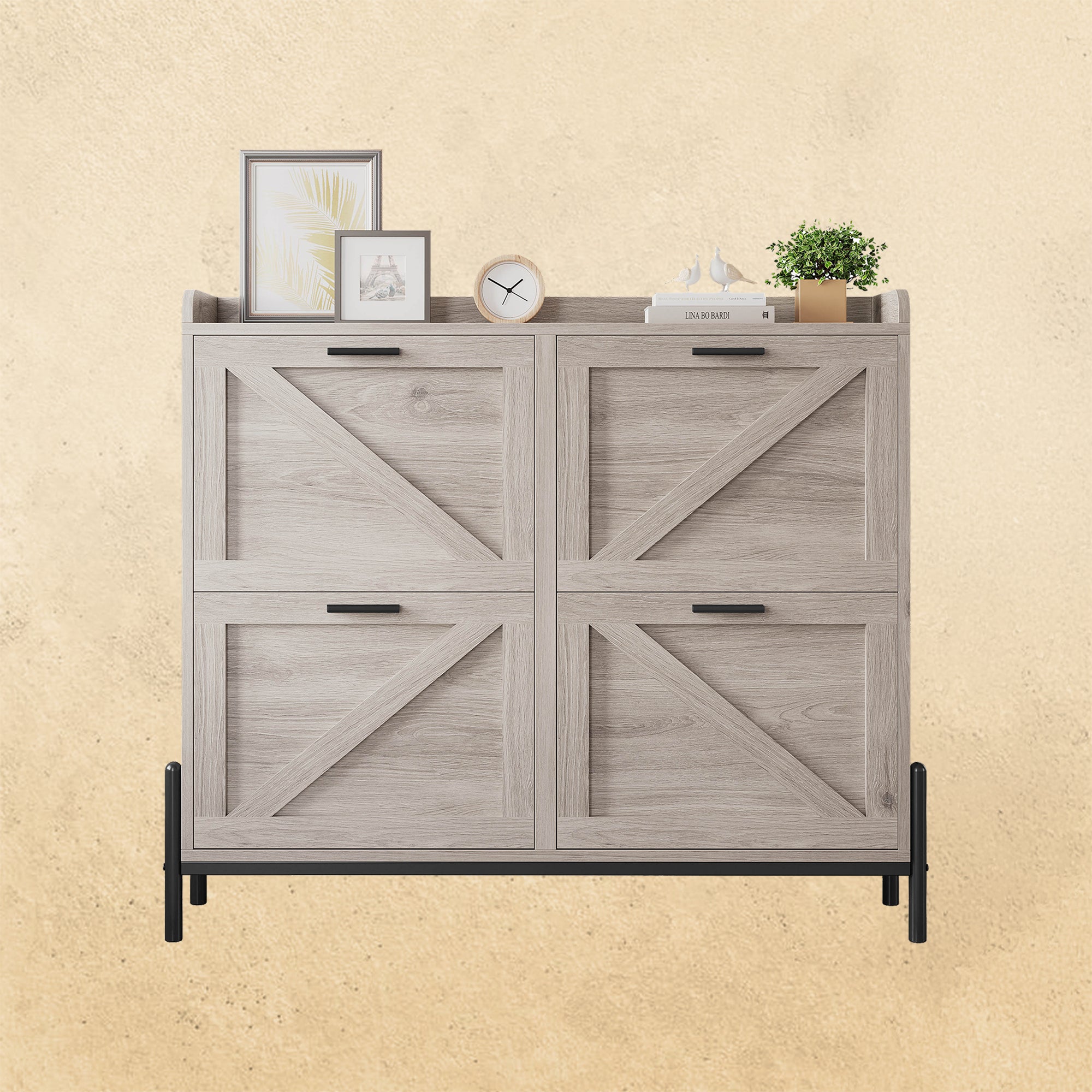 IRONCK Shoe Storage Cabinet with 4 Flip Drawers