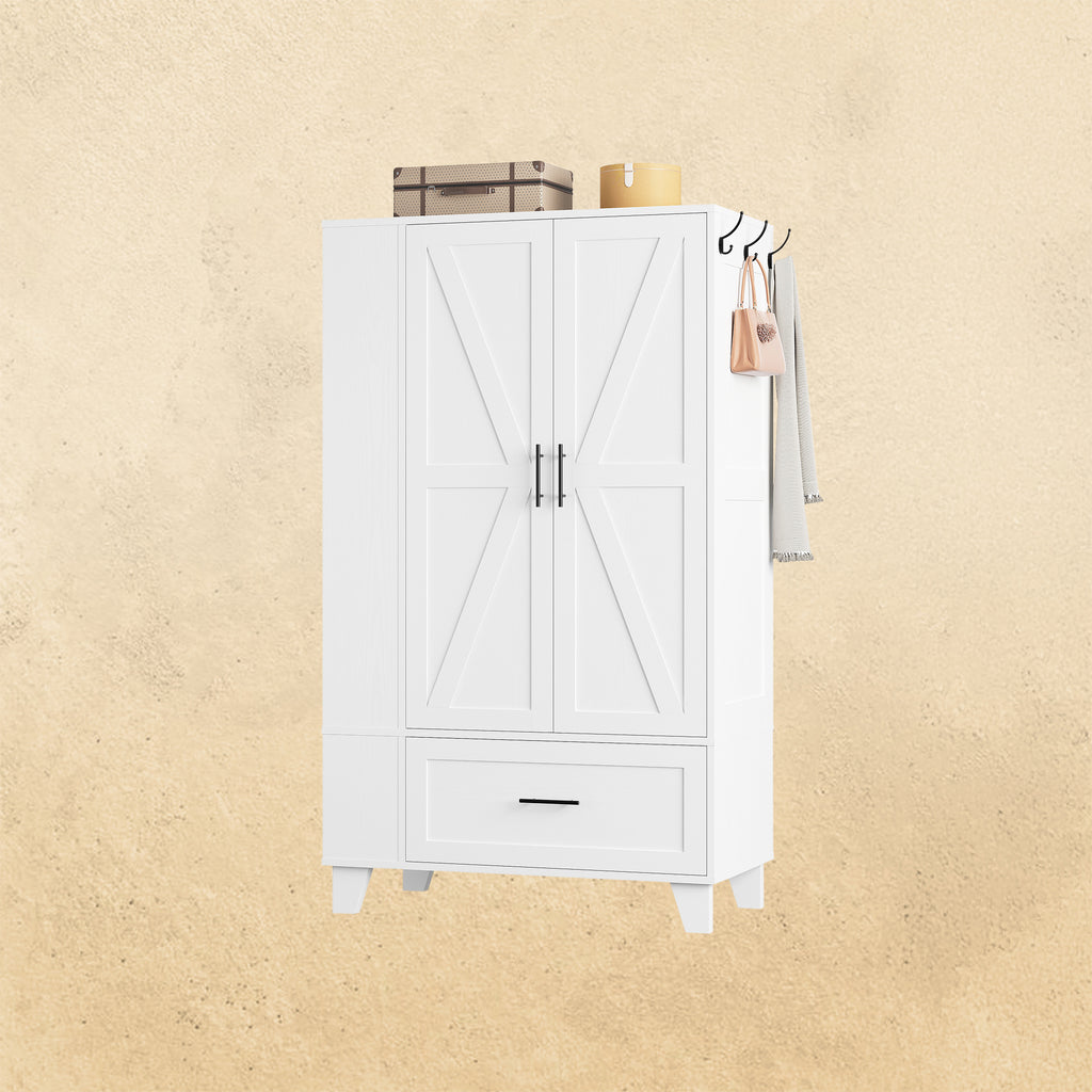 IRONCK Wood Armoire Wardrobe Closet with Mirror