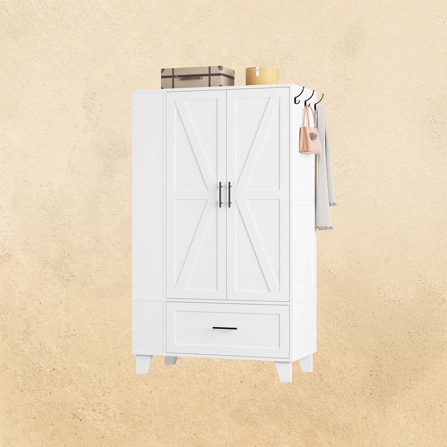IRONCK Wood Armoire Wardrobe Closet with Mirror
