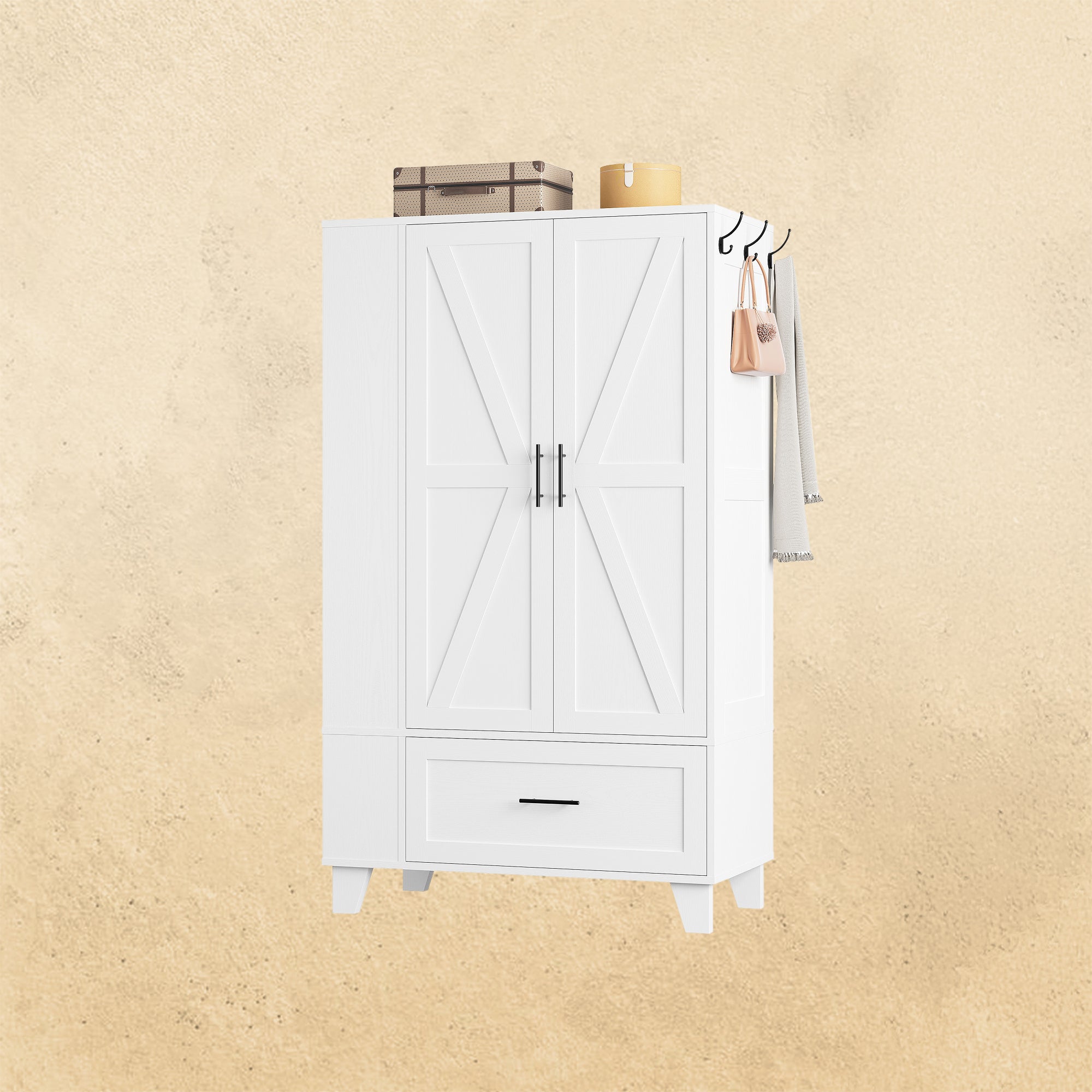 IRONCK Wood Armoire Wardrobe Closet with Mirror
