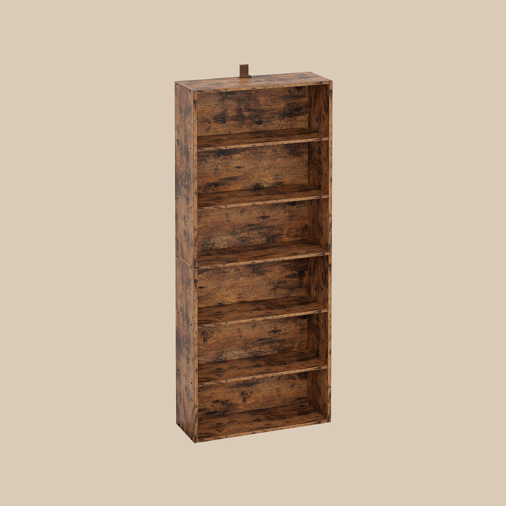 6 Tier Bookshelf Vintage Brown