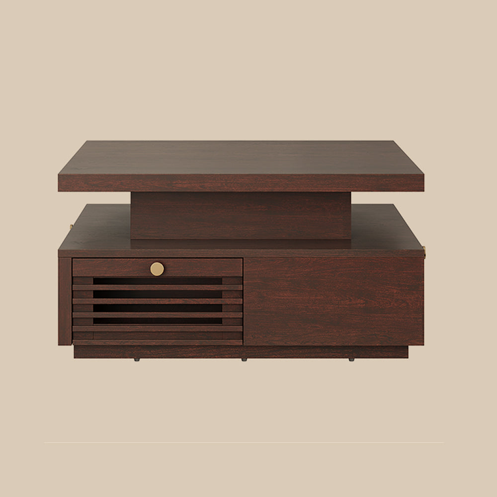 IRONCK Coffee Table with LED Light and Charging Station, 4 Storage Drawers