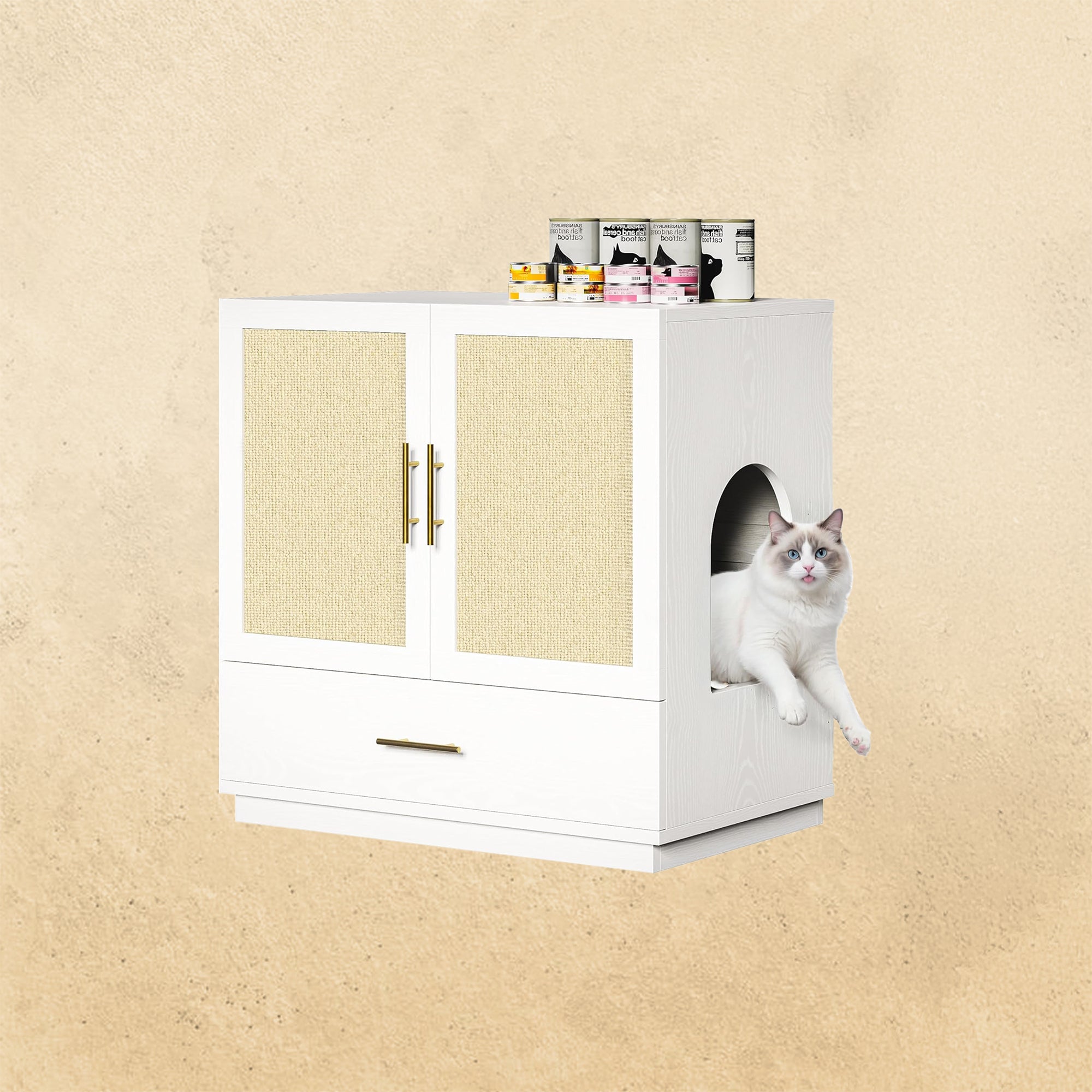 IRONCK Cat Litter Box Enclosure with Litter Drawer