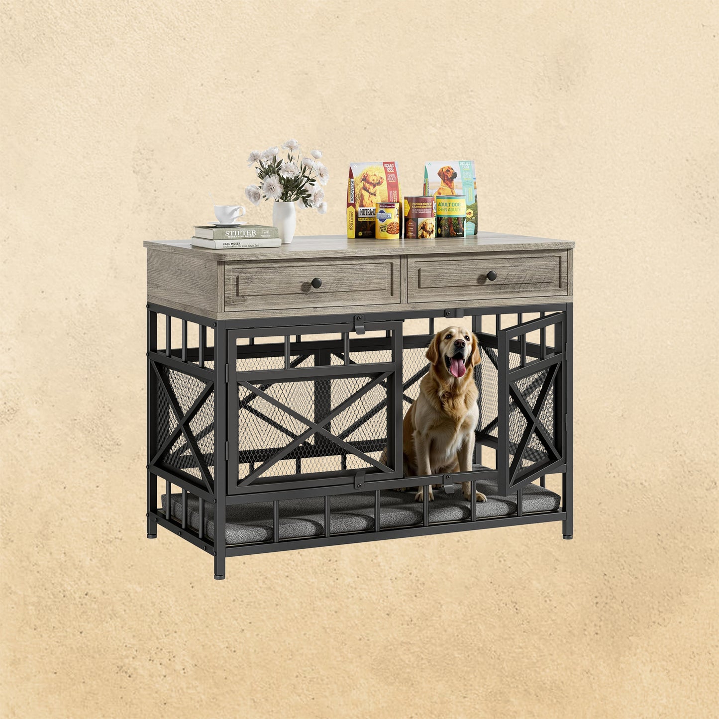 IRONCK 44 inch Large Dog Crate Furniture