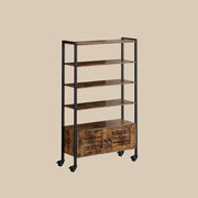 4 Tier Industrial Bookcase with Doors