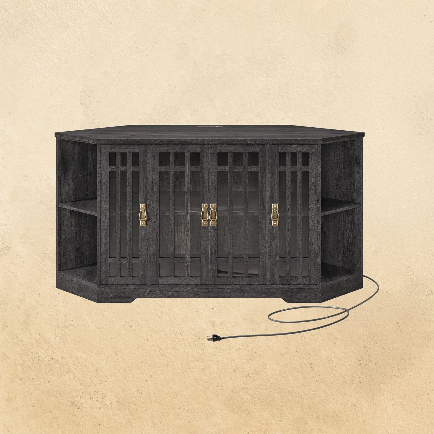 IRONCK Corner TV Stand for TVs up to 60 Inch with Power Outlet