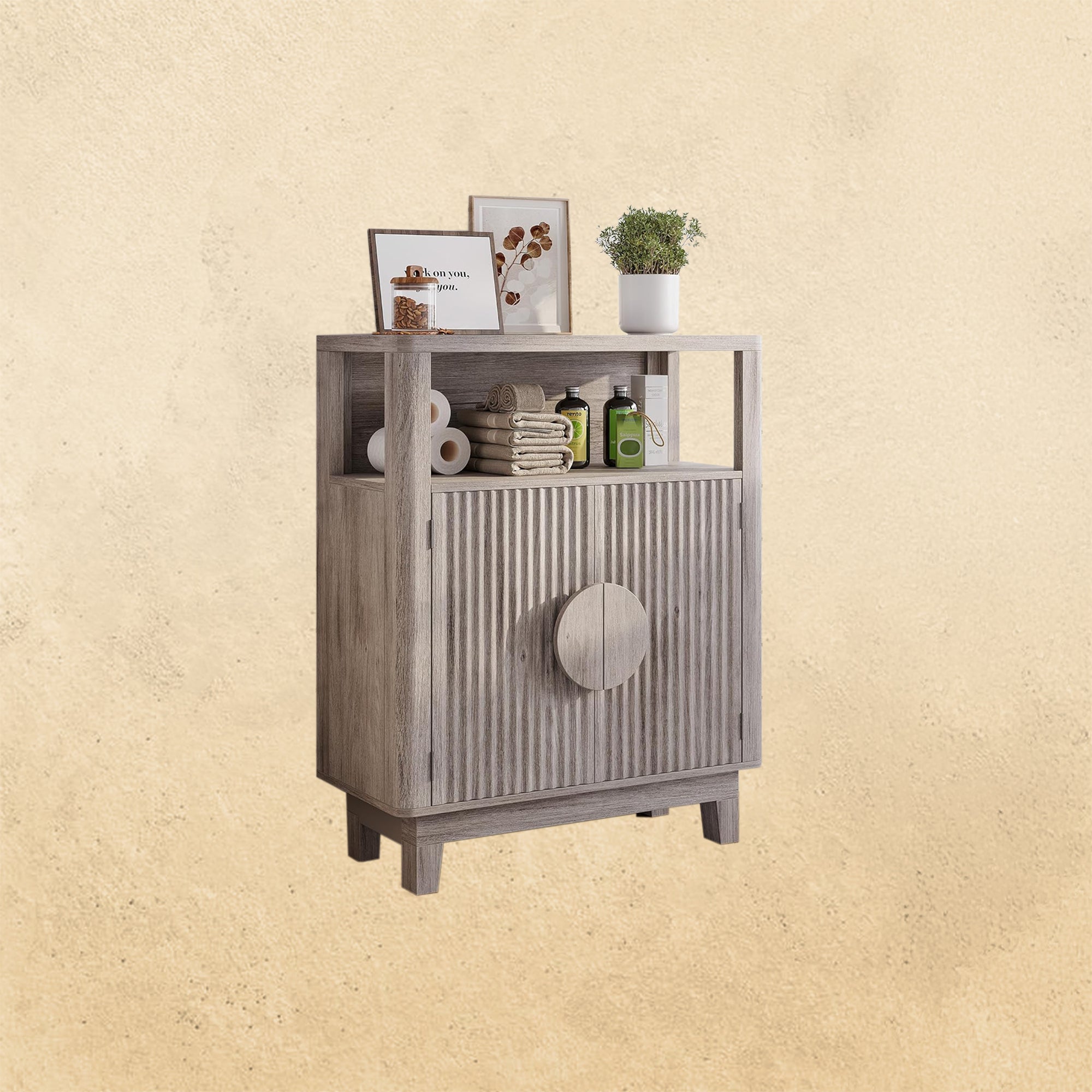 IRONCK Badezimmerschrank mit Tür, kleiner Aufbewahrungsschrank mit verstellbaren Einlegeböden 