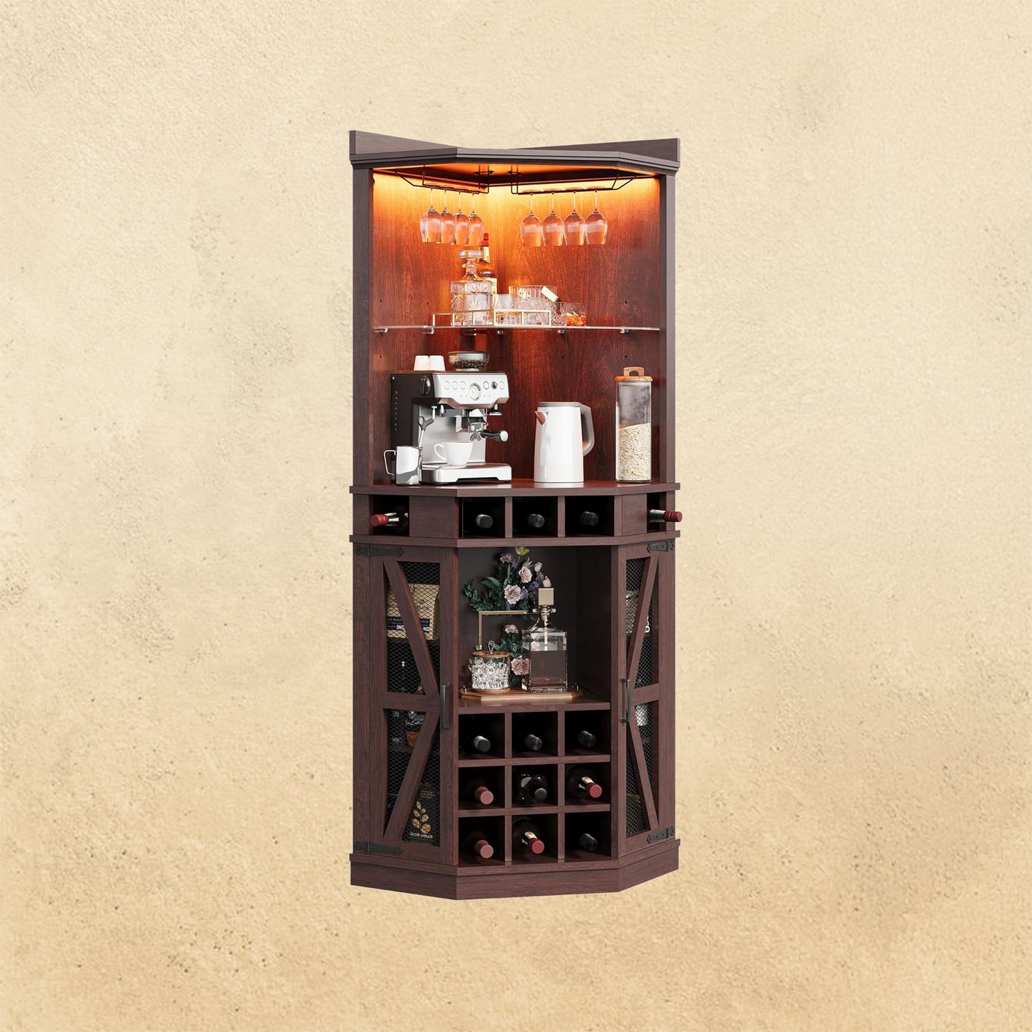 IRONCK Eckbarschrank mit LED-Beleuchtung 