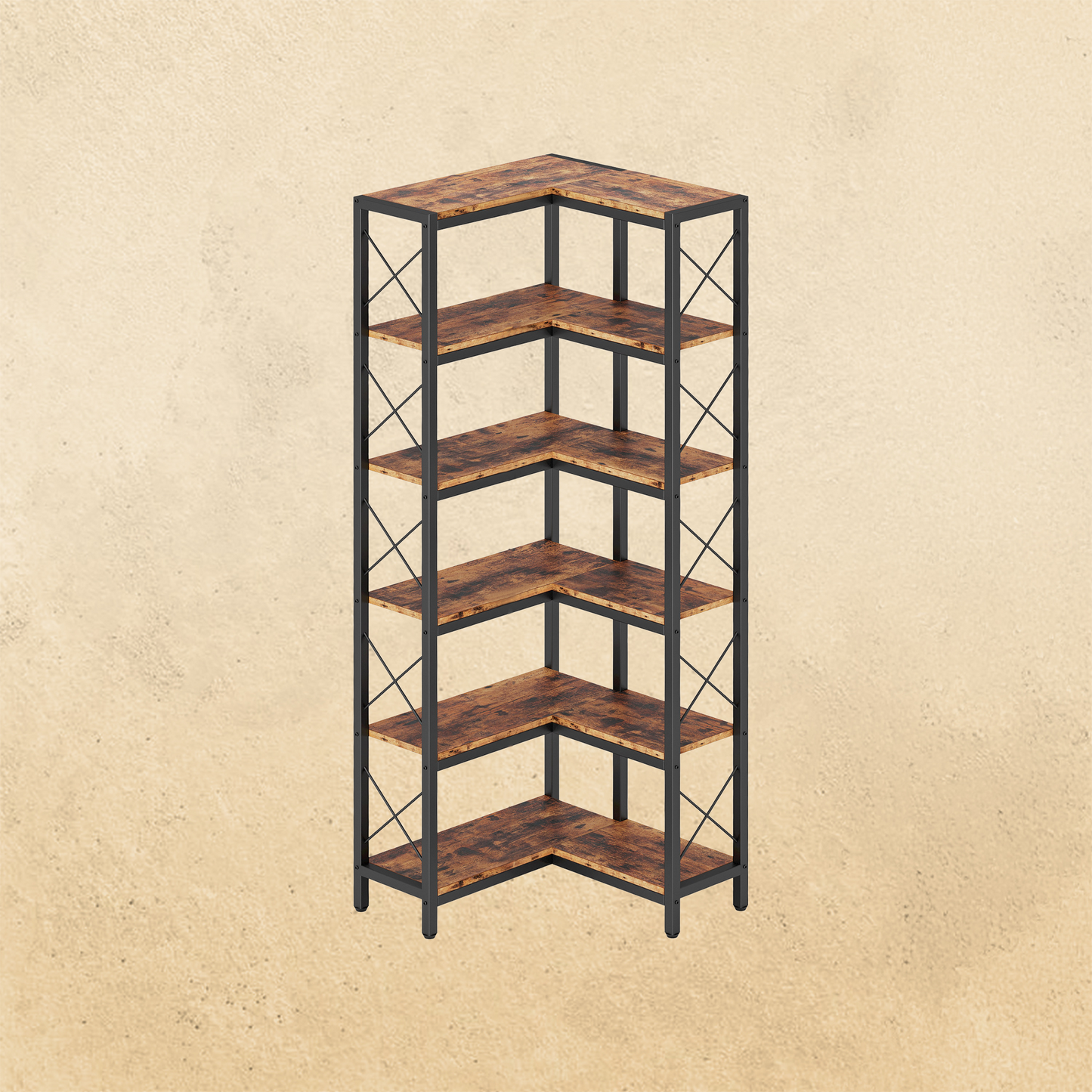 6-Tier Industrial Display Bookshelf
