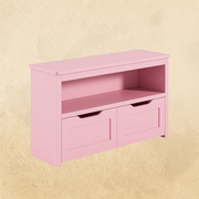 Étagère de rangement en bois avec 2 tiroirs et rangement pour jouets