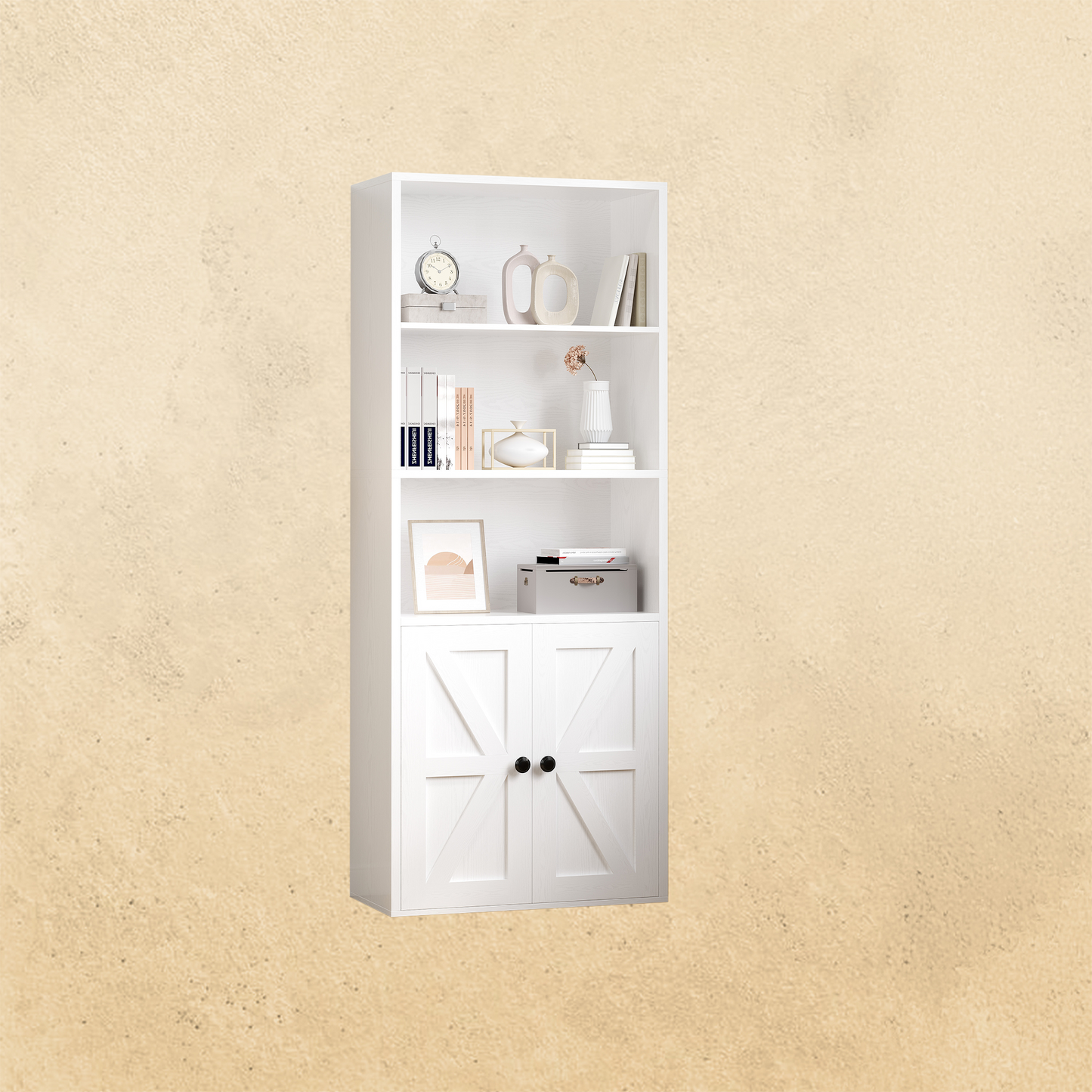 Bauernhaus-Bücherregale und Bücherregale mit Türen