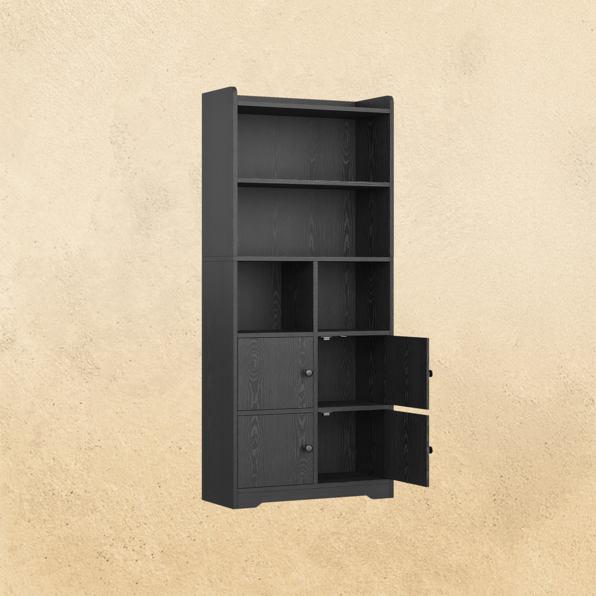 Bookshelf with 4 Door Cabinet