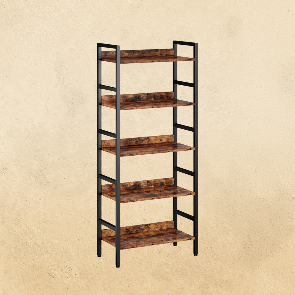 Industrial Bookshelf with Adjustable Shelves