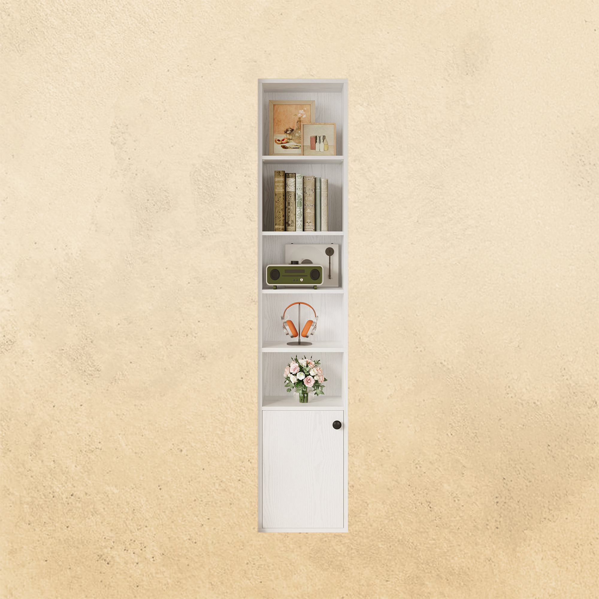 Hohes, schmales Bücherregal mit 5 Ebenen