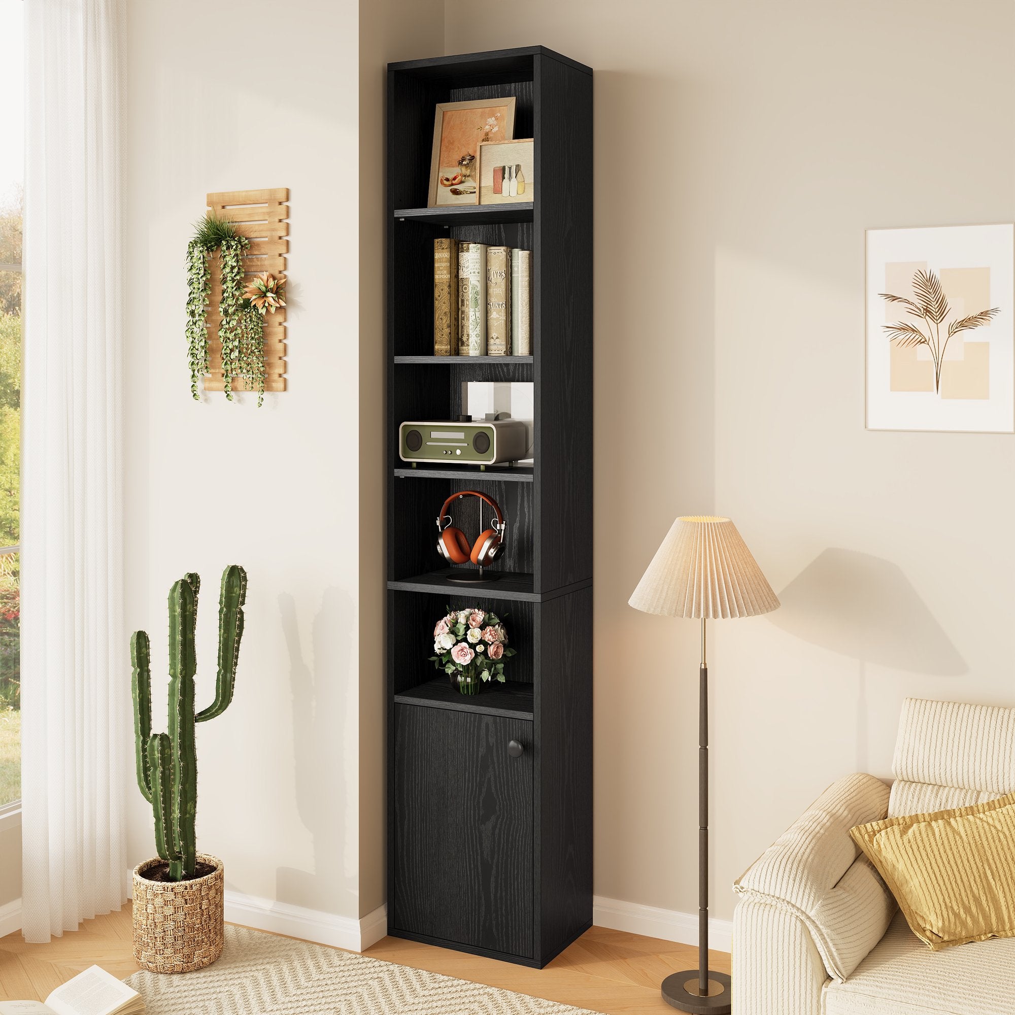 Tall Narrow Bookcase 5 Tiers
