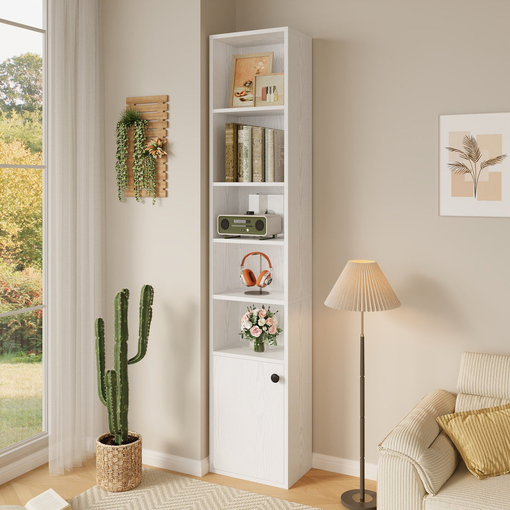 Tall Narrow Bookcase 5 Tiers