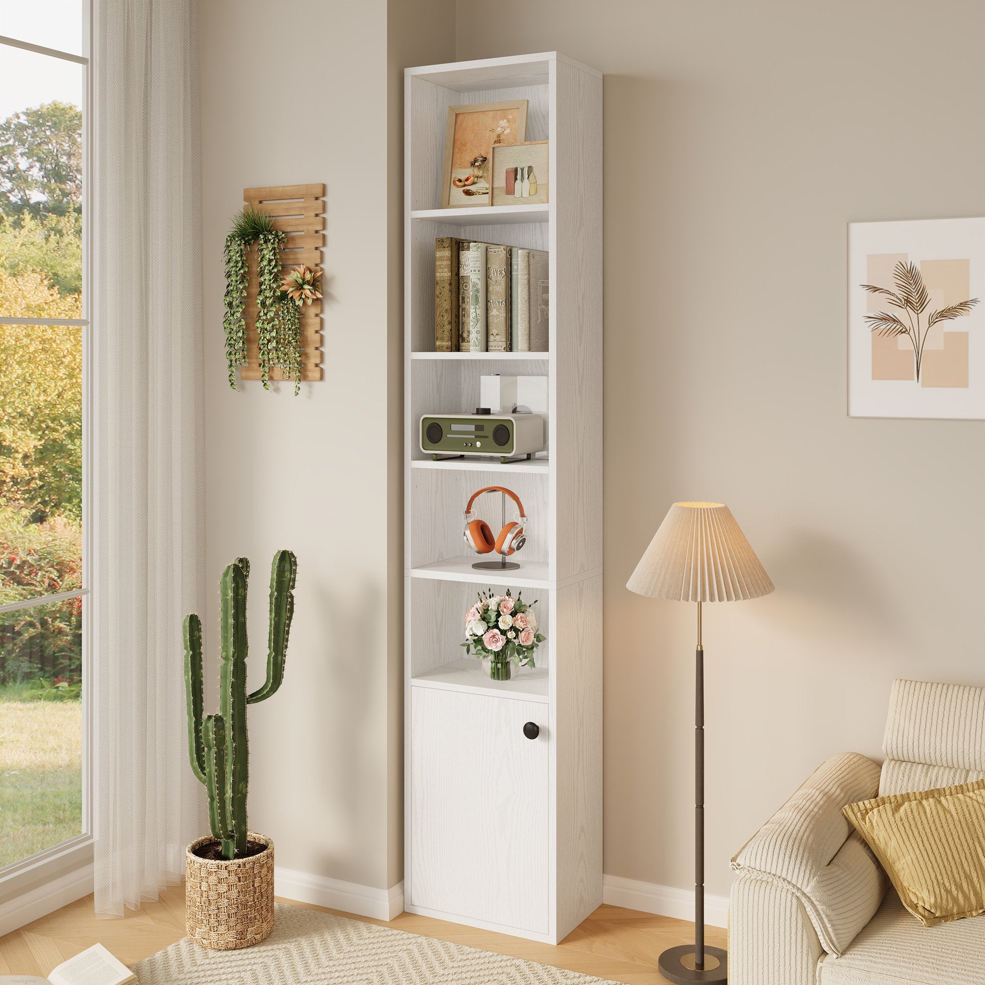 Tall Narrow Bookcase 5 Tiers