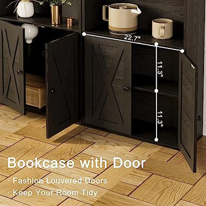Industrial Bookshelves and Bookcases with Doors 11.8'' Depth Vintage Black