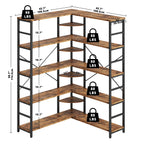 【HOT】5-Tiers Corner Bookcase with Curved Panels