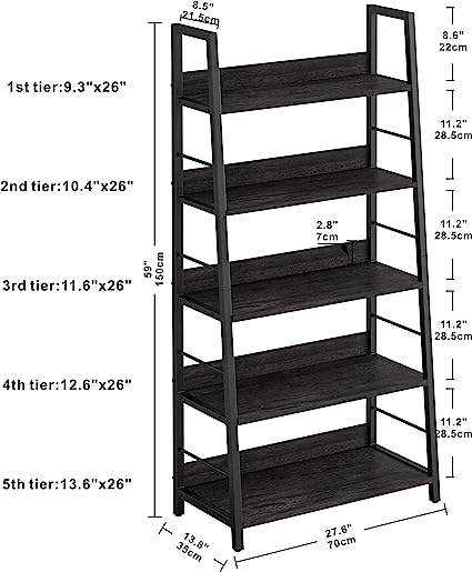 Industrial Bookshelf 5-Tier, Bookcase – IRONCK