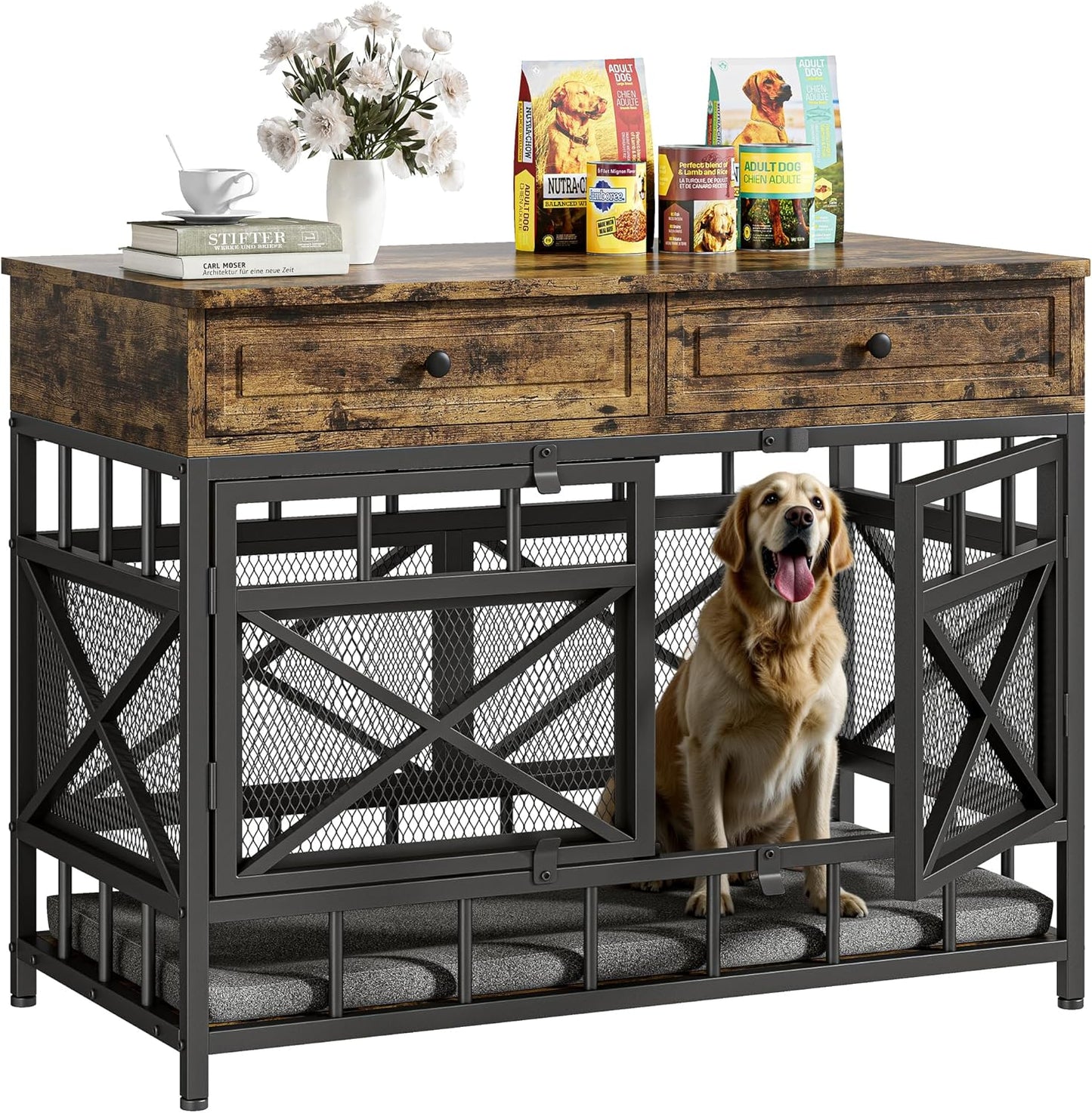 IRONCK 44 inch Large Dog Crate Furniture