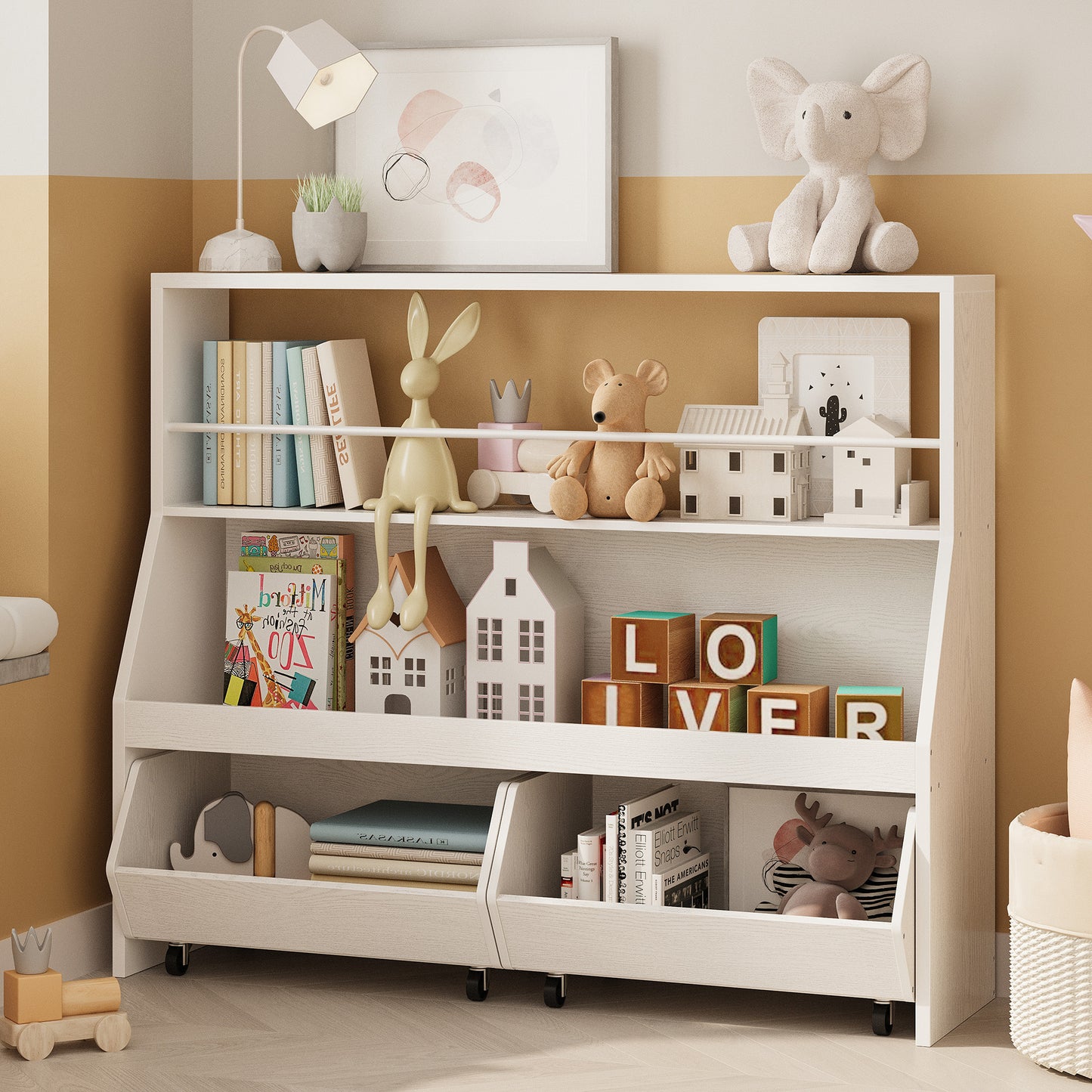 IRONCK Kids Storage Organizer-Bookshelf with Drawers and Toy Shelf