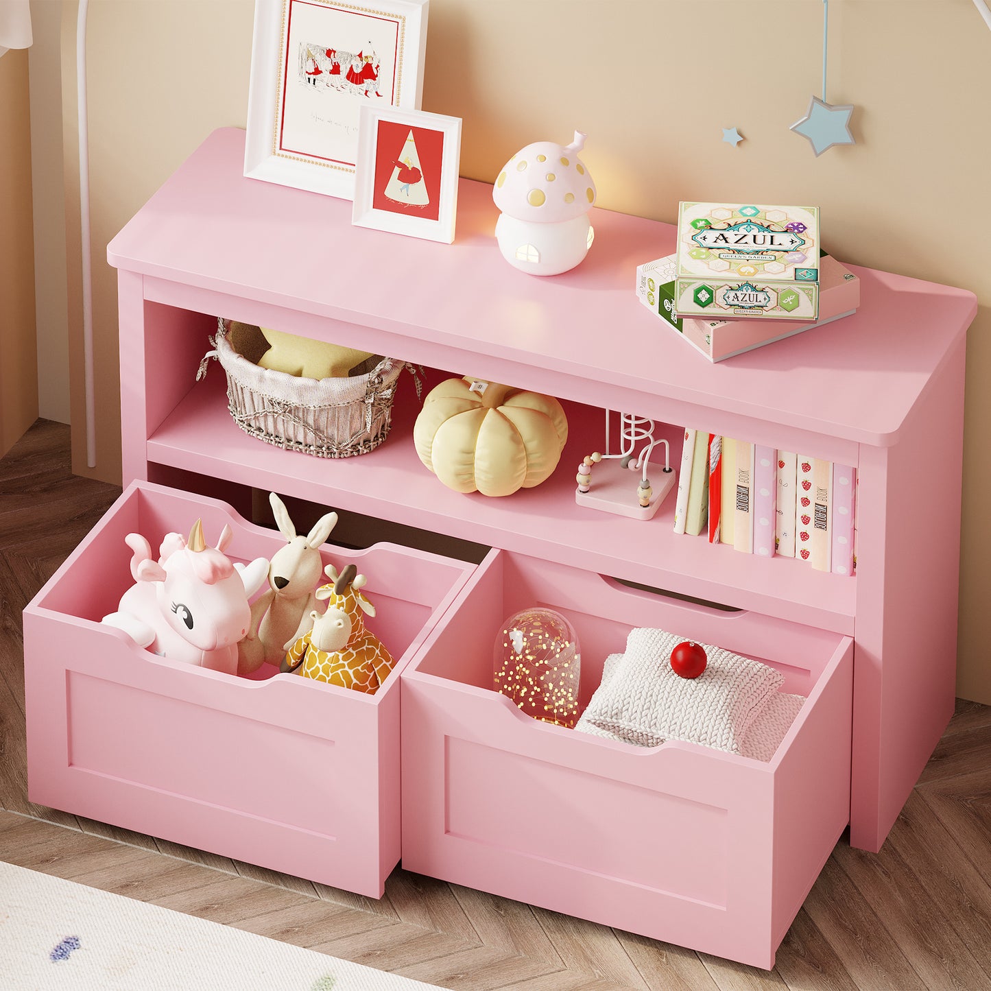 Wooden Toy Pink Toy Storage Box Plastic Personalised Pink Toy