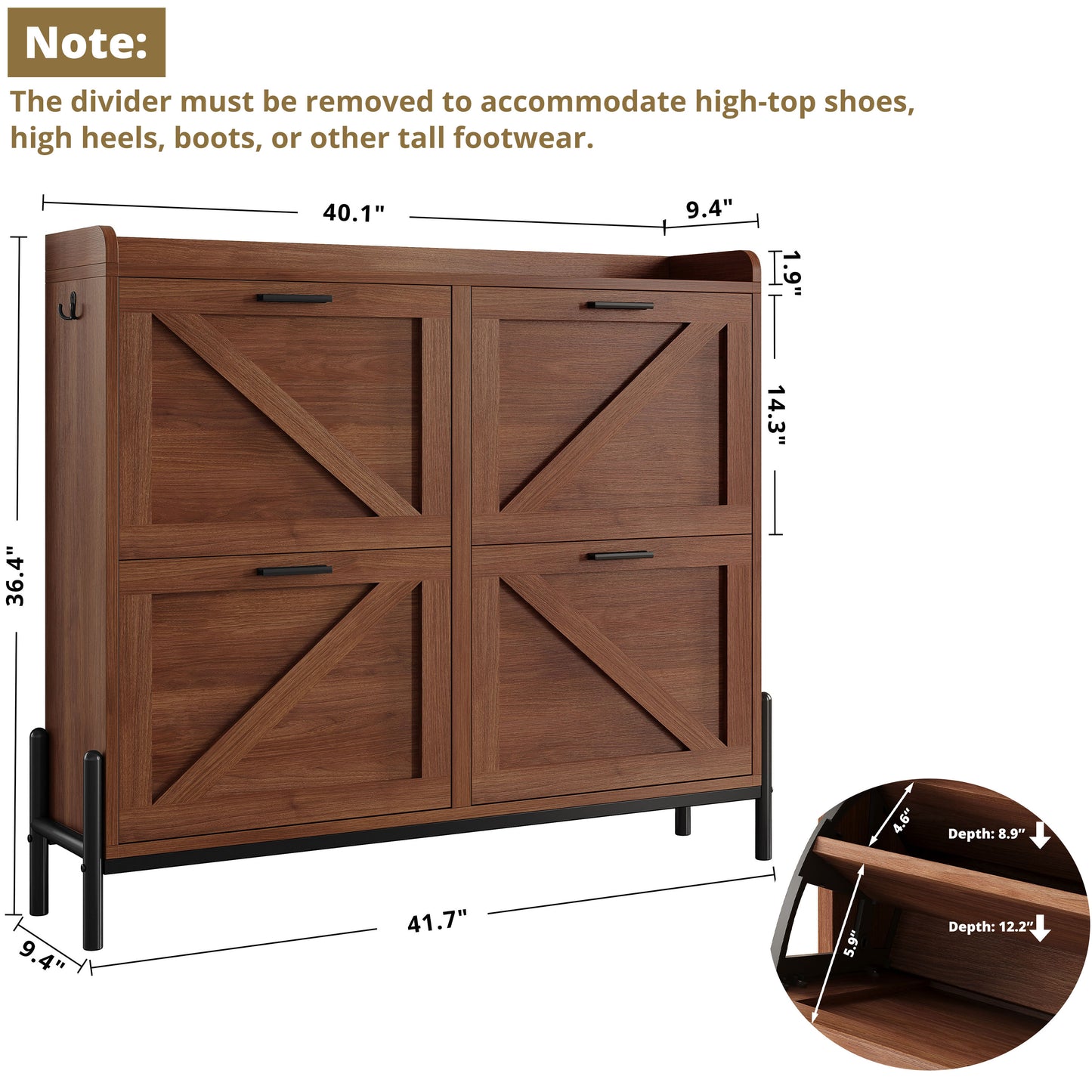 IRONCK Shoe Storage Cabinet with 4 Flip Drawers