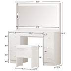 【HOT】Large Mirror Makeup Vanity Desk with 7 Drawers