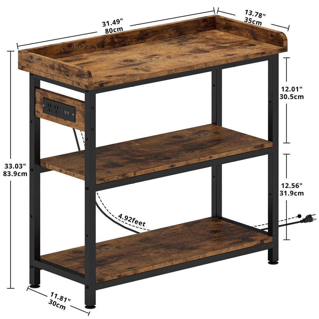 Entryway Table with Power Outlet 32 Inch