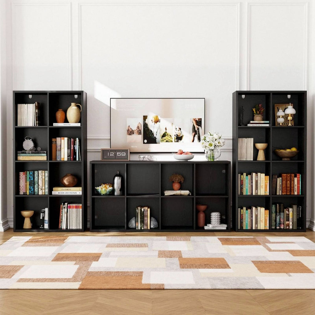 IROCNK 8-Cube Bookshelf, Horizontally & Vertically Reversible, Black