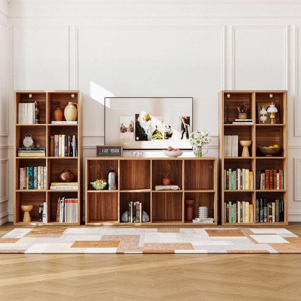 IROCNK 8-Cube Bookshelf, Horizontally & Vertically Reversible, Oak Brown