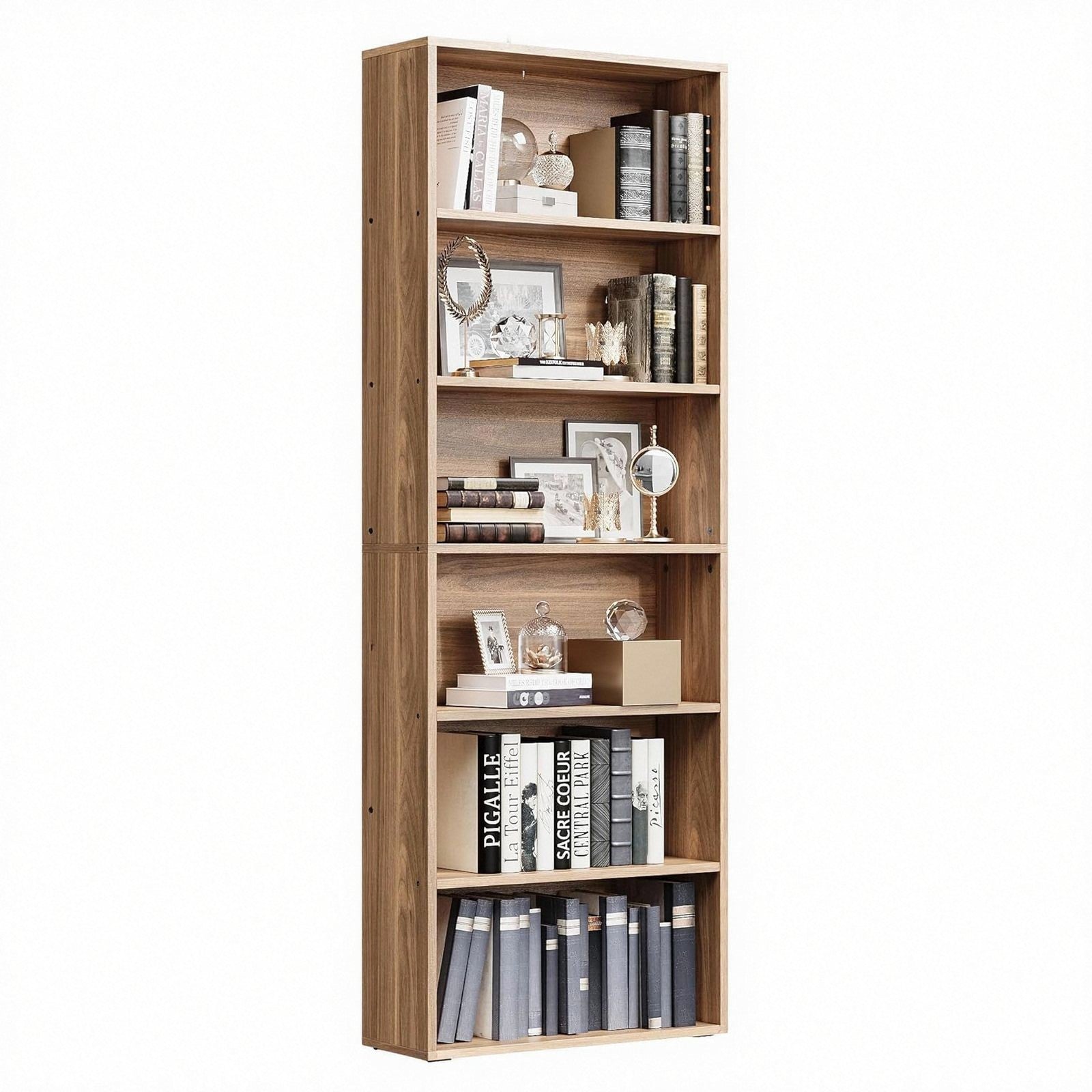IRONCK Bookshelves and Bookcases Floor Standing 6 Tiers, Industrial White