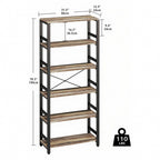 IRONCK Bookshelf, 31.5in Wide Shelf 6 Tier Bookcase,shelf Vintage Industrial Style Bookshelves