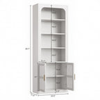 IRONCK 6-Tier Floor Standing Bookcase with Grille Doors, white