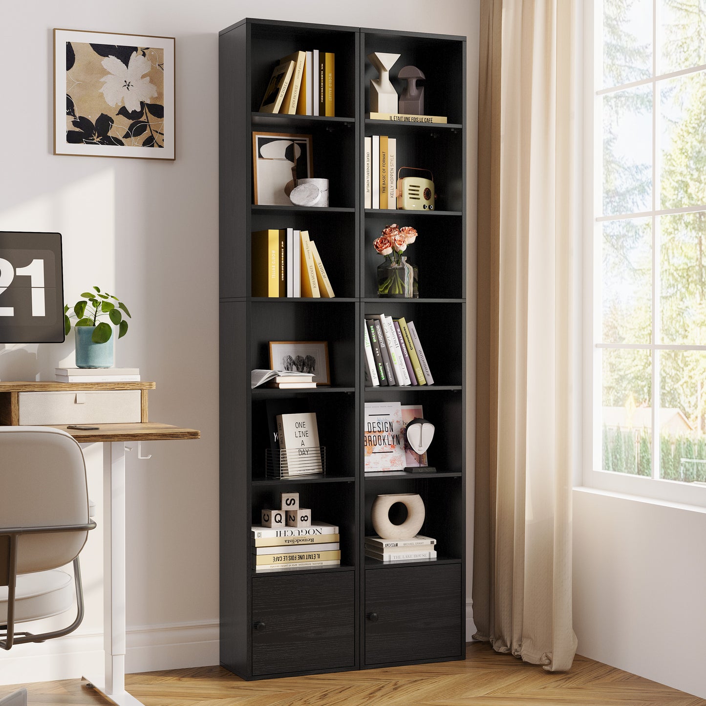 74.8" Tall Narrow Bookcase