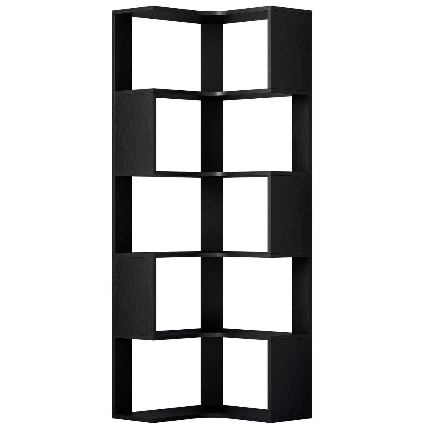 IRONCK 5-Tier Corner Bookcase, Modern L-Shaped Bookshelf