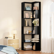 IRONCK 6-Tier Corner Bookcase, Modern L-Shaped Bookshelf