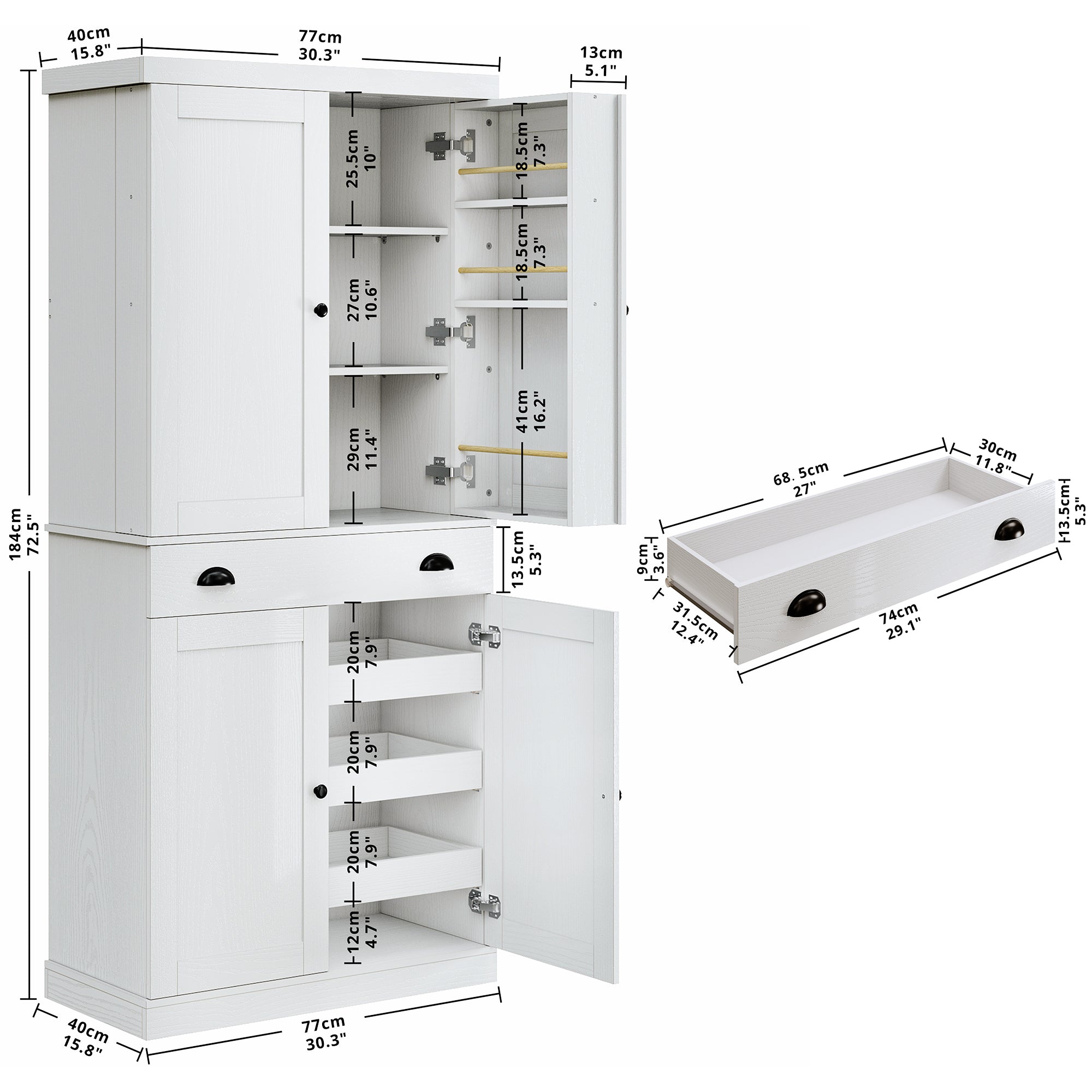 IRONCK Kitchen Pantry Storage Cabinet