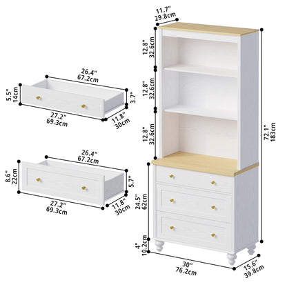 Storage Bookcase with 3 Drawers