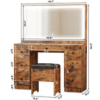 【HOT】Large Mirror Makeup Vanity Desk with 7 Drawers