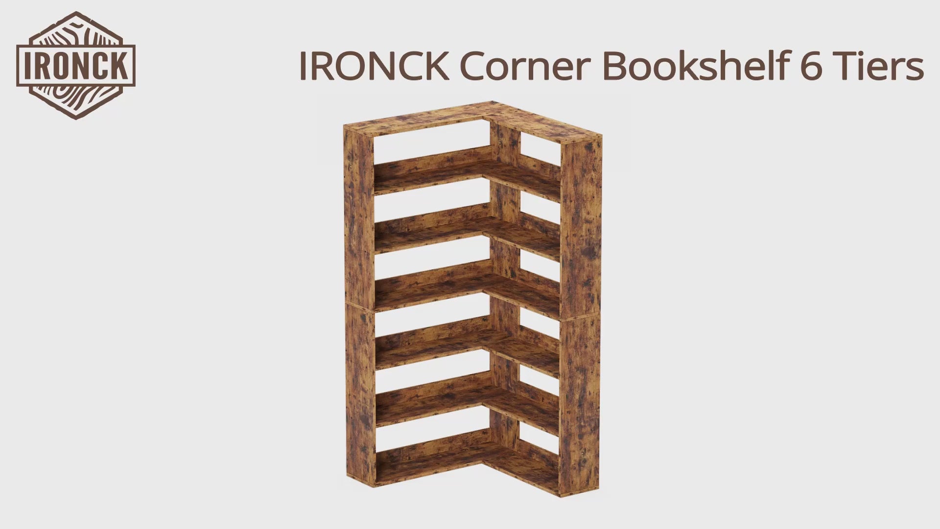 6-Tier Corner Bookcase, Tall Space-Saving Shelf | IRONCK