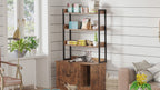 IRONCK Litter Box Enclosure with 4 Shelves and Doors, Vintage Brown