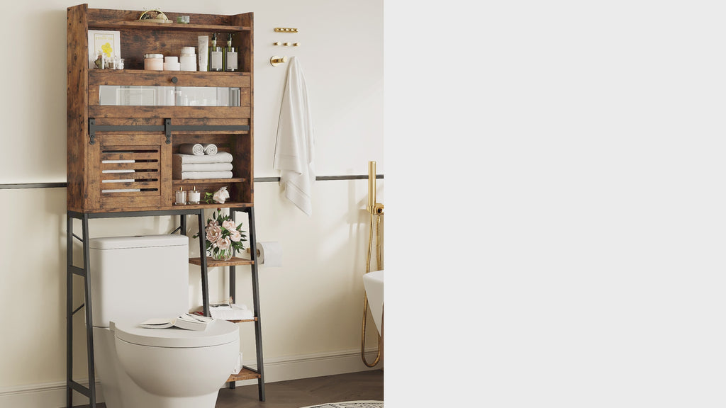 Bathroom Storage with Cabinet Vintage Brown