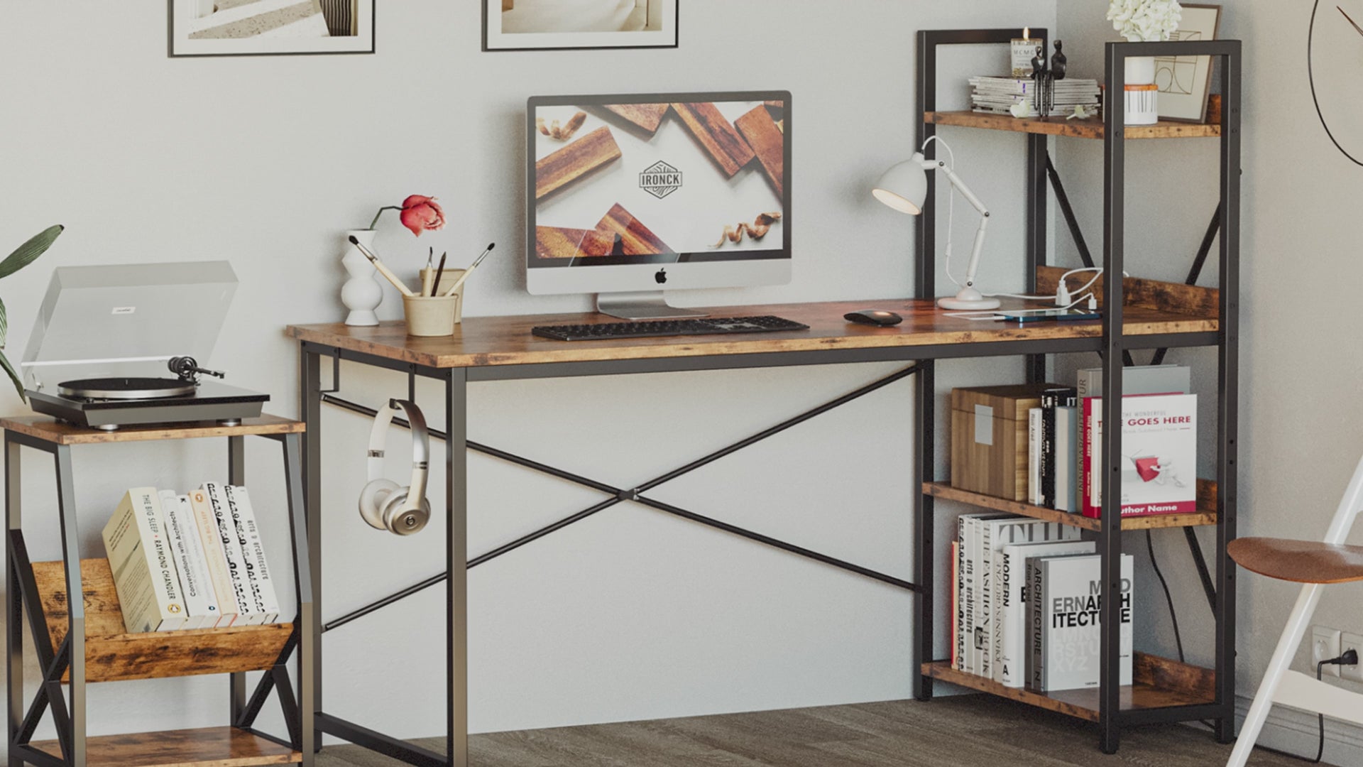 55‘’ Computer Desk with Power Outlet