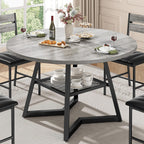 IRONCK Round Dining Table for 4, Kitchen Table with Large Storage Shelf