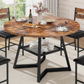 IRONCK Round Dining Table for 4, Kitchen Table with Large Storage Shelf
