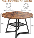 IRONCK Round Dining Table for 4, Kitchen Table with Large Storage Shelf
